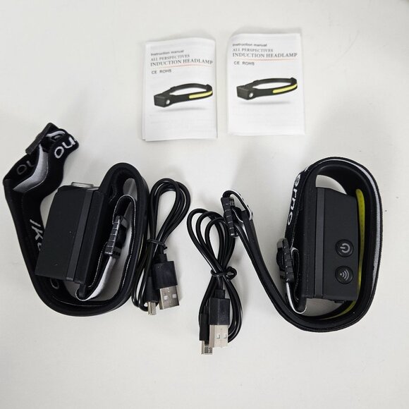2 Pack LED USB Rechargeable 230° Wide Beam Induction Headlamp W/ Motion Sensors - Picture 5 of 12